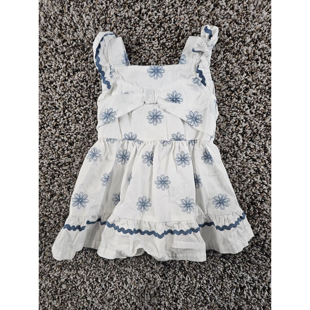 Daisy Fuentes Baby Girls Sz 6/6M Summer Dress White Blue Floral Sleeveless